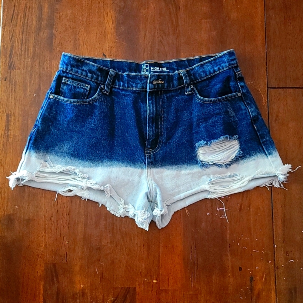 High-Rise, Two-Toned, Distressed Women's Jean Shorts Size 11